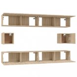 6 részes sonoma tölgy színű szerelt fa TV-szekrényszett