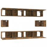 6 részes füstös tölgy színű szerelt fa TV-szekrényszett