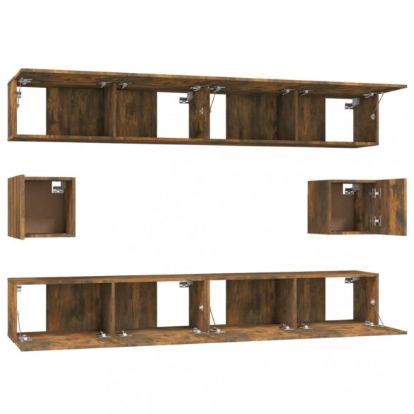 6 részes füstös tölgy színű szerelt fa TV-szekrényszett