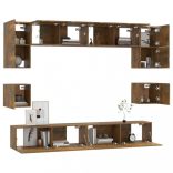 8 részes füstös tölgy színű szerelt fa TV-szekrényszett