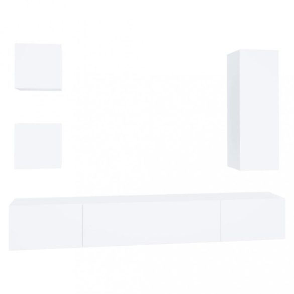 5 részes fehér szerelt fa TV-szekrényszett