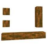 5 részes füstös tölgy színű szerelt fa TV-szekrényszett