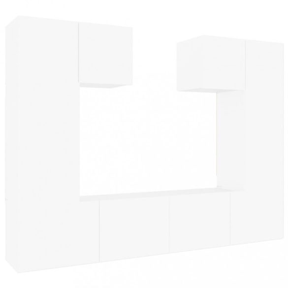 6 részes fehér szerelt fa TV-szekrényszett