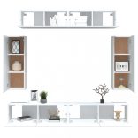 6 részes fehér szerelt fa TV-szekrényszett