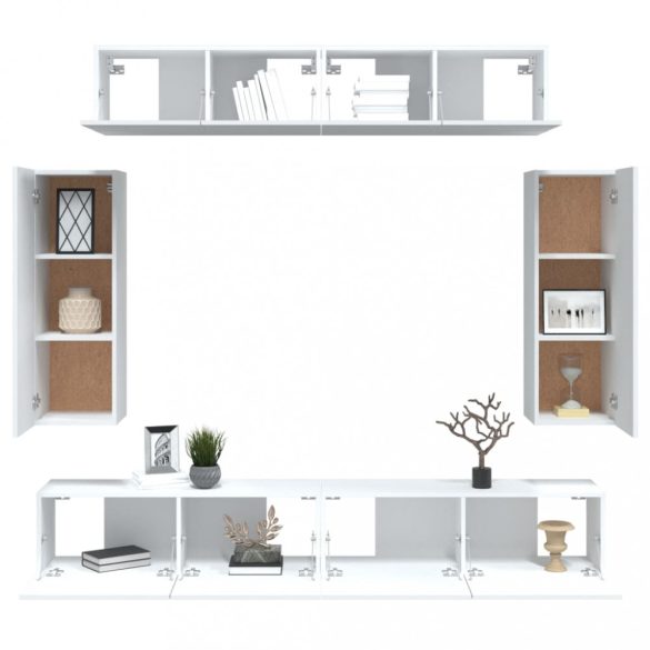 6 részes fehér szerelt fa TV-szekrényszett