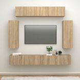 6 részes sonoma tölgy színű szerelt fa TV-szekrényszett