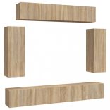 6 részes sonoma tölgy színű szerelt fa TV-szekrényszett