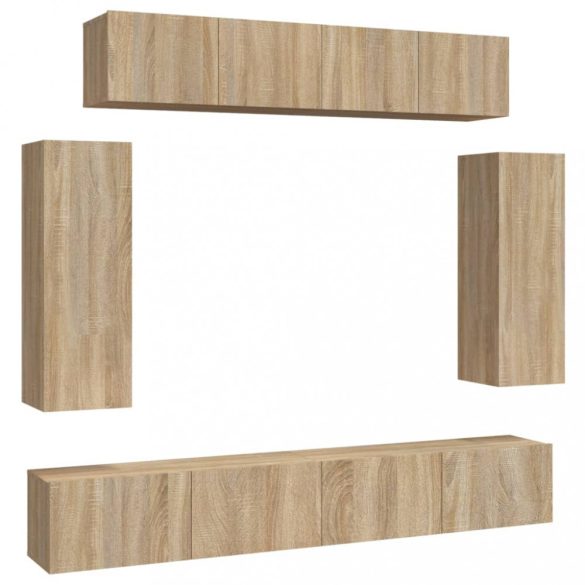6 részes sonoma tölgy színű szerelt fa TV-szekrényszett