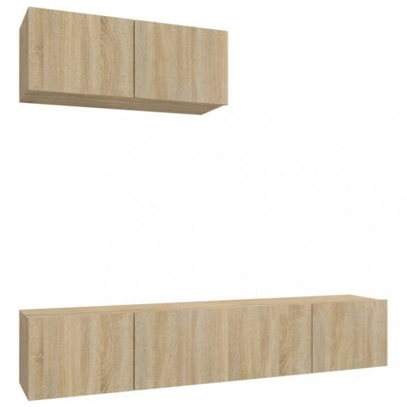 3 részes sonoma tölgy színű szerelt fa TV-szekrényszett
