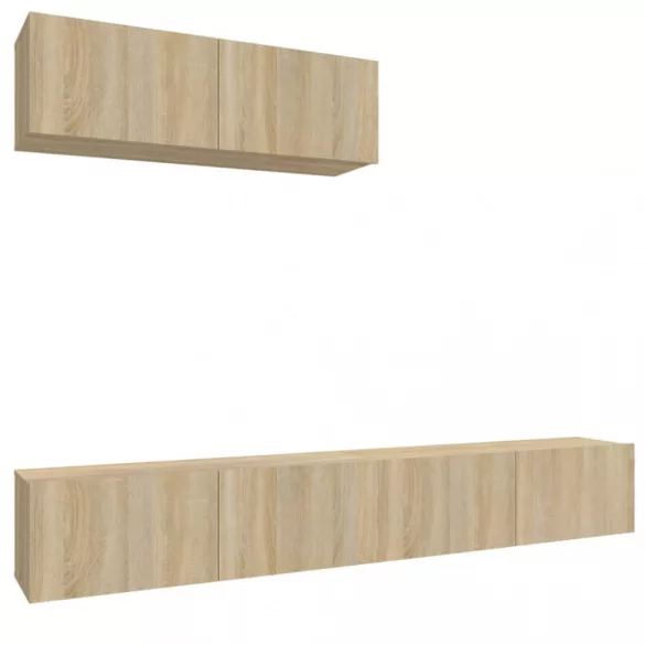 3 részes sonoma tölgy színű szerelt fa TV-szekrényszett