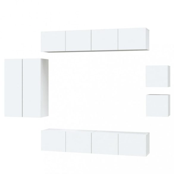 8 részes fehér szerelt fa TV-szekrényszett