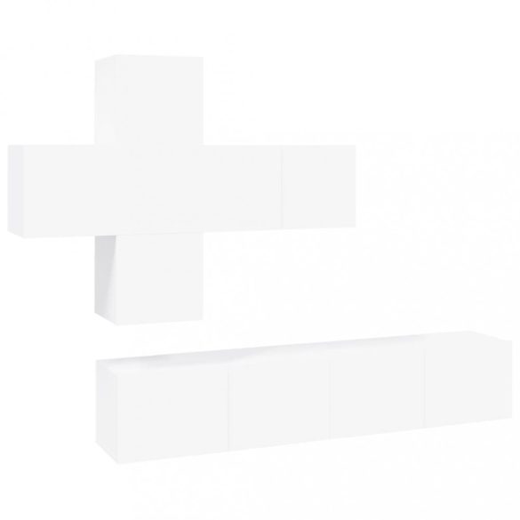 7 részes fehér szerelt fa TV-szekrényszett