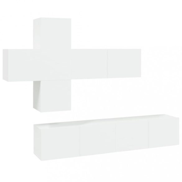 7 részes fehér szerelt fa TV-szekrényszett