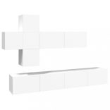 7 részes fehér szerelt fa TV-szekrényszett