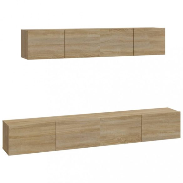 4 részes sonoma tölgy színű szerelt fa TV-szekrényszett