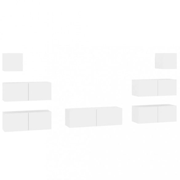 7 részes fehér szerelt fa TV-szekrényszett