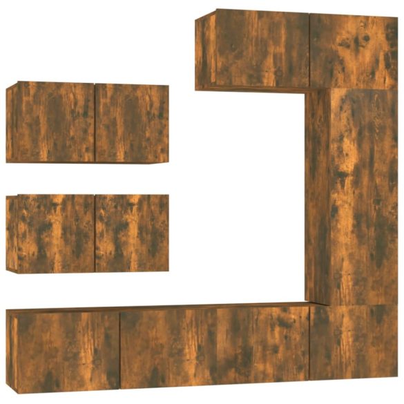 6 részes füstös tölgy színű szerelt fa TV-szekrényszett