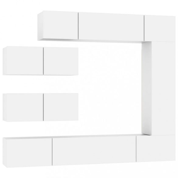 7 részes fehér szerelt fa TV-szekrényszett