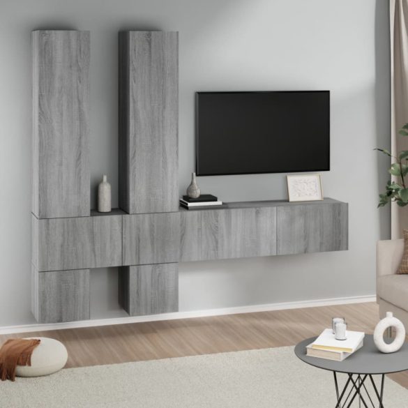 szürke-sonoma színű falra szerelhető szerelt fa TV-szekrény