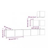 szürke-sonoma színű falra szerelhető szerelt fa TV-szekrény