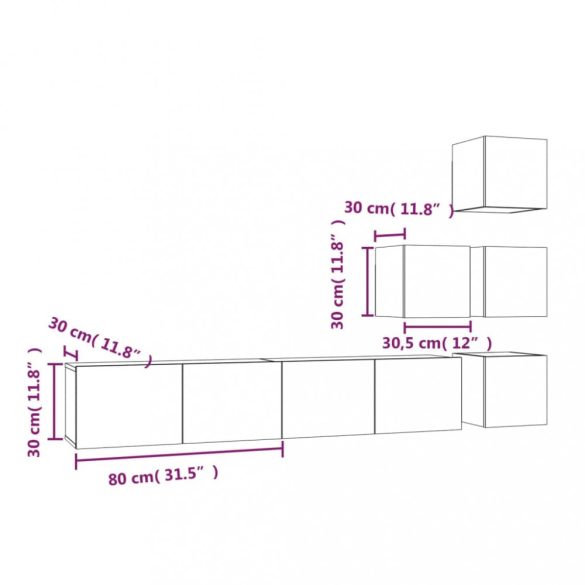 szürke-sonoma színű falra szerelhető szerelt fa TV-szekrény