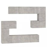 betonszürke falra szerelhető szerelt fa TV-szekrény