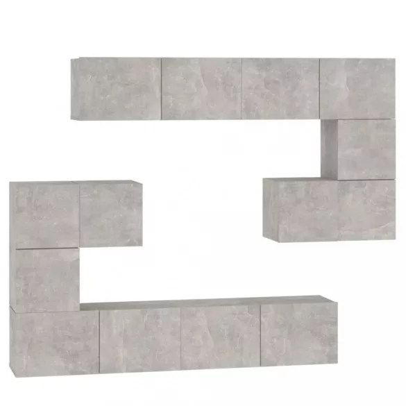 betonszürke falra szerelhető szerelt fa TV-szekrény