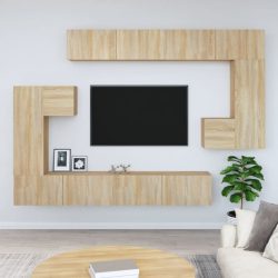   sonoma tölgy színű falra szerelhető szerelt fa TV-szekrény