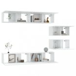 6 részes fehér szerelt fa TV-szekrényszett