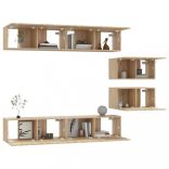 6 részes sonoma tölgy színű szerelt fa TV-szekrényszett