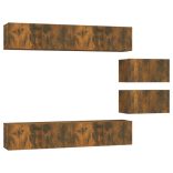 6 részes füstös tölgy színű szerelt fa TV-szekrényszett