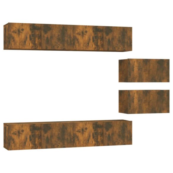 6 részes füstös tölgy színű szerelt fa TV-szekrényszett