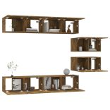 6 részes füstös tölgy színű szerelt fa TV-szekrényszett