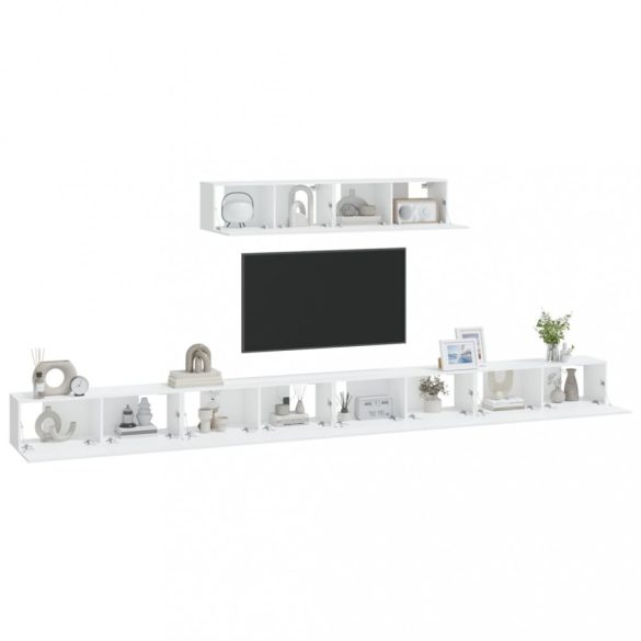 6 részes fehér szerelt fa TV-szekrényszett