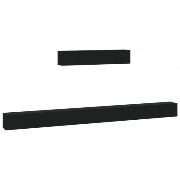 6 részes fekete szerelt fa TV-szekrényszett