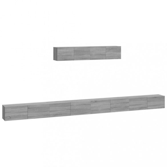 6 részes szürke sonoma színű szerelt fa TV-szekrényszett
