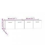 2 db füstös tölgy színű szerelt fa faliszekrény 80x35x36,5 cm