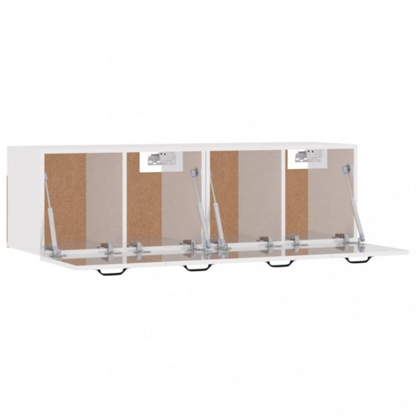 2 db magasfényű fehér szerelt fa faliszekrény 80x36,5x35 cm