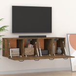 2 db füstös tölgy színű szerelt fa faliszekrény 80x35x36,5 cm