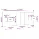 szürke sonoma színű szerelt fa ágyfejtámla szekrényekkel