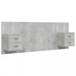 betonszürke szerelt fa ágyfejtámla szekrényekkel