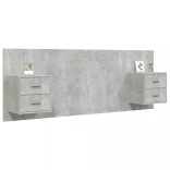 betonszürke szerelt fa ágyfejtámla szekrényekkel