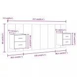 betonszürke szerelt fa ágyfejtámla szekrényekkel