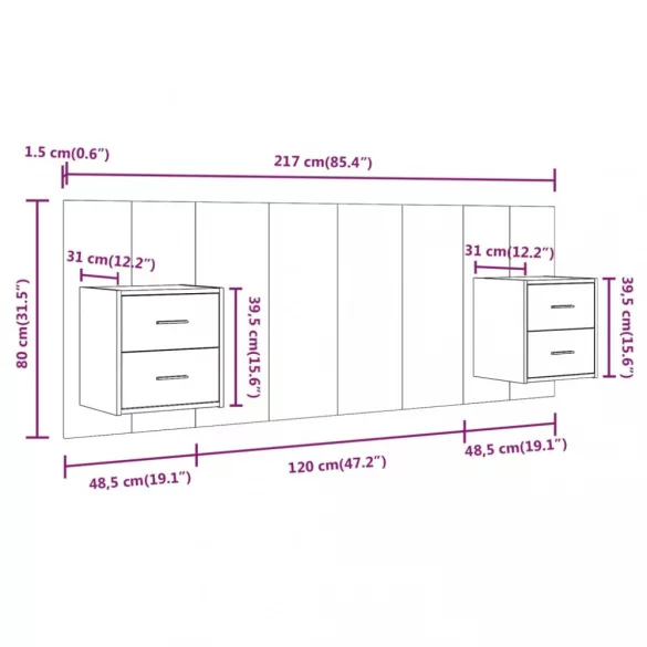 betonszürke szerelt fa ágyfejtámla szekrényekkel