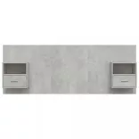 betonszürke szerelt fa ágyfejtámla szekrényekkel