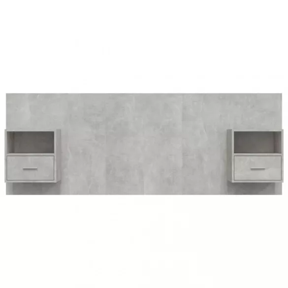 betonszürke szerelt fa ágyfejtámla szekrényekkel