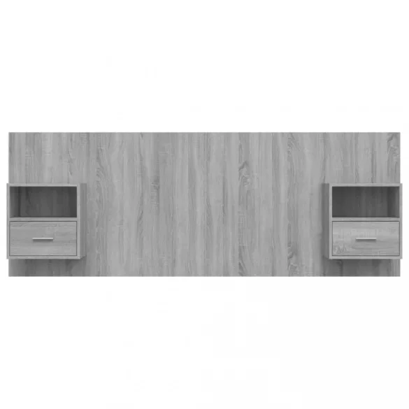 szürke sonoma színű szerelt fa ágyfejtámla szekrényekkel