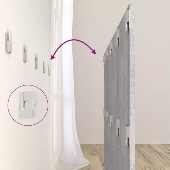 betonszürke szerelt fa ágyfejtámla szekrényekkel