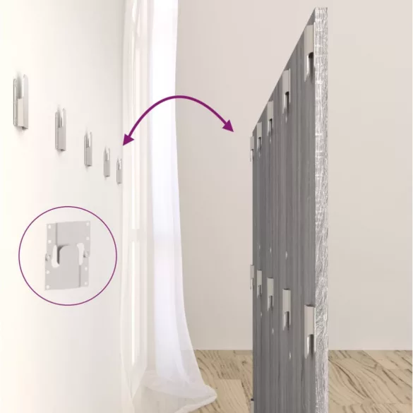 szürke sonoma színű szerelt fa ágyfejtámla szekrényekkel