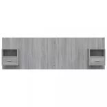 szürke sonoma színű szerelt fa ágyfejtámla szekrényekkel